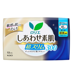 KAO Laurier Bare Skin 30cm Toallas Sanitarias de Uso Diurno y Nocturno Súper Delgadas Transpirables con Alas 13 Unidades Hechas en Japón Suaves - Product Image 3