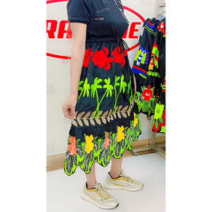 Vintage Casual Long Cotton <b>Skirt</b> <b>Elastic</b> Waist Loose A-Line Floral Sweet Style Autumn Spring Women Midi <b>Skirts</b> Washed Techniques - Product Image 6