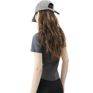 Womens Cropped Short Length Tshirt 180gsm O-neck Slim Fit Custom logo Screen Print Streetwear Knitted Women <b>Top</b> - Product Image 4