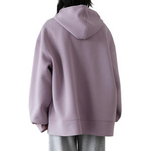 Manteau long en coton zippé pour femme, coupe ample à épaules tombantes, avec capuche et techniques d'impression, col montant, idéal pour les saisons automne-hiver - Product Image 6