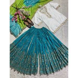 Top de fiesta de diseñador para mujer y traje Sharara, conjuntos de estilo elegante para mujer - Product Image 2