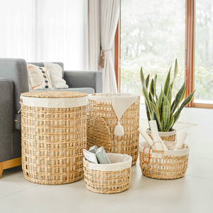 Cesta de Almacenamiento Hecha a Mano de Jacinto de Agua Natural, Organizador Tejido a Mano para Ropa, Juguetes, Decoración del Hogar, Vietnam - Product Image 3