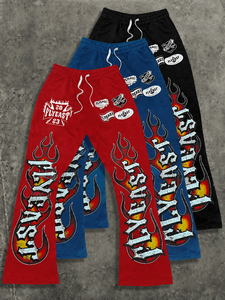 Pantalon de survêtement Rexfit Sports personnalisé avec strass et bande latérale, imprimé graphique, coupe large, en molleton épais, style streetwear pour homme - Product Image 1