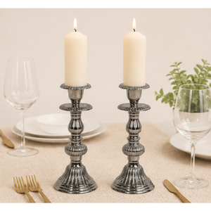 Vintage <b>Silver</b> Pillar Candle Holders Set Antique Metal <b>Candlestick</b> Stands for Wedding Table Elegant Home And Party Supplies - Product Image 4