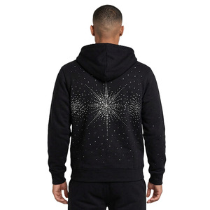 เสื้อฮู้ดซิปคริสตัลแพทเทิร์น ผู้ชาย ผ้าฝ้ายฟลีซ สตรีทแวร์ ซิปเต็มตัว ทรงโอเวอร์ไซส์ แต่งคริสตัล  ลำลอง สั่งทำได้ตามแบบ OEM - Product Image 2