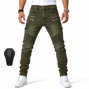 Jeans Cargo de Mezclilla Elástica Estilo Motero para Hombre, Corte Ajustado, Multibolsillos, Inspirados en la Moda Motociclista, Pantalones Casuales de Estilo Urbano - Product Image 4