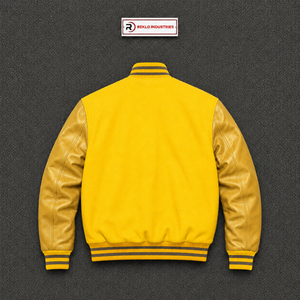 Chaqueta Universitaria Amarilla Personalizada con Mangas Marrón Dorado, Chaqueta Clásica de Béisbol Estilo Letterman para Hombre, Venta al Por Mayor, Estilo Universitario - Product Image 6