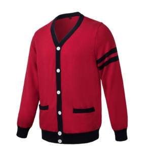 Cardigan épais en laine/cachemire tricoté rouge pour homme, manches longues, couleur unie, boutons sur le devant, col en V, séchage rapide, respirant - Product Image 5