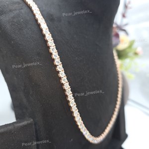 Collier chaîne tennis unisexe en moissanite plaqué rhodium, taille brillant rond, classique pour le quotidien - Product Image 3