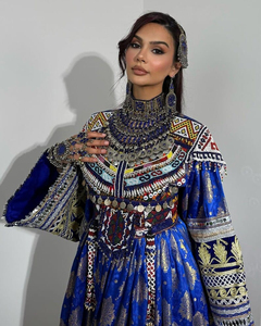 Robes de mariée afghanes modernes avec appliques en dentelle brodées à la main, manches longues, combinaison de couleurs, dupatta coloré, robe afghane Kuchi - Product Image 5