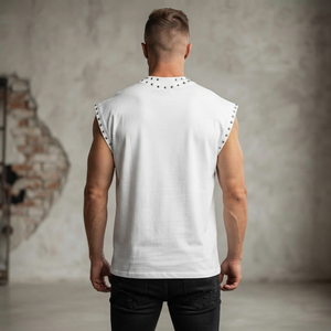 Camiseta sin mangas personalizada con pedrería, 100% algodón jersey, tela suave, estilo vintage, estampado gráfico, para unisex. - Product Image 6