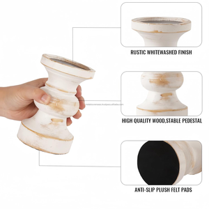 เชิงเทียนไม้แบบเรียบง่ายที่วางเทียนไม้สไตล์เรียบง่ายสำหรับงานแต่งงานเทศกาลอีสเตอร์ในวันคริสต์มาสและการตกแต่งภายในบ้านไร่ - Product Image 3