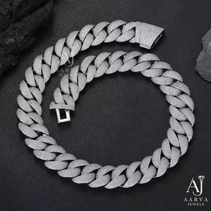 Ice Cuban Moissanite Chain Necklace 925 <b>Silver</b> Link <b>Choker</b> Twin Color Round Brilliant Gold Plated Rhodium Plated for Party Gift - Product Image 2