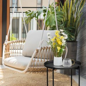 2-Tier Outdoor Metal Round Patio Side <b>Table</b> with Removable Tray Weather-Resistant Indoor End <b>Table</b> Small Coffee <b>Table</b> - Product Image 3