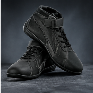 Bottes de moto AULTRA ONE ENTERPRISES noires en cuir véritable respirantes légères avec lacets et fermeture auto-agrippante pour le sport et la course de karting - Product Image 4