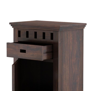 Table de chevet en bois faite à la main pour chambre à coucher et salon, avec 1 tiroir de rangement, finition noyer, table d'appoint en bois, mobilier de maison - Product Image 4