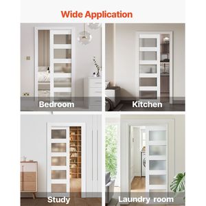 Kit Ferramenta per Porta Scorrevole a Scomparsa Singola con Vetro Satinato a 5 Pannelli, 91,44 cm x 203,2 cm, con Rulli Robusti e Durevoli per Porte e Finestre in Legno Massello e MDF - Product Image 6