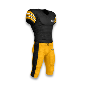 Custom Men's American Football Jersey Set Black Yellow V-Neck Short Sleeve <b>Moisture</b> Wicking Fitted Sport Apparel - Product Image 4