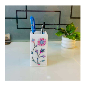 Floral Design Marble Pen Holder Multicolor Desk Organizer Table Office School <b>Living</b> Room Decor Best Price - Product Image 1