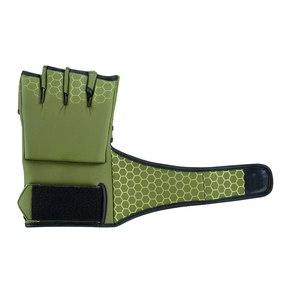 Gants d'entraînement MMA et Kickboxing demi-doigts Rahsal Industries en cuir avec fermeture unisexe pour arts martiaux Vert Hex - Product Image 5