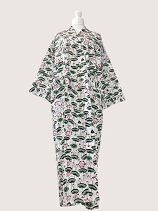 Bata Larga Estampada Floral para Mujer, Cuello Mandarín, Manga Tres Cuartos, 100% Algodón, Ropa Casual de Verano, Cierre con Cordón - Product Image 2