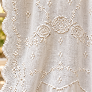 Voilage en dentelle brodé de roses vintage européennes, élégant et délicat, pour fenêtre, décoration esthétique pour café et chambre à coucher - Product Image 4