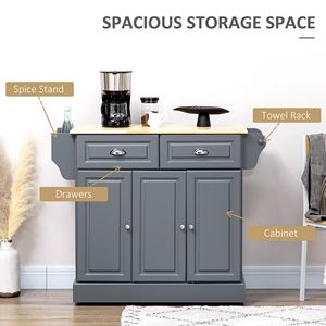 Carrello da Cucina Moderno in Legno di Quercia con Ruote e Cassetti, Grigio Scuro - Product Image 4