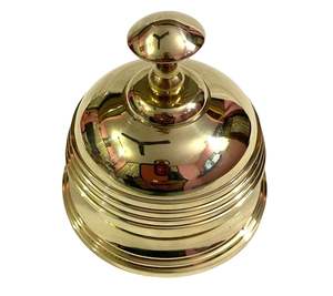 Campana de mesa decorativa de latón pulido para decoración del hogar y para llamar a invitados, con elegante forma redonda - Product Image 2