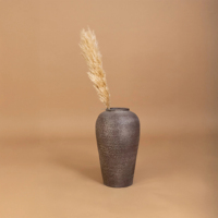 Nouvelle Arrivée Vase de Sol Art Déco Post-moderne Blanc et Marron en Céramique et Terre Cuite, Fait Main, pour Entrée, Bureau, Décoration Intérieure et Mariage