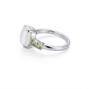 Romantic Luxury Opal Gemstone <b>Ring</b> <b>Peridot</b> Side Stones 925 Silver Rhodium Prong Setting Unisex Engagement Wedding Party Gift - Product Image 2