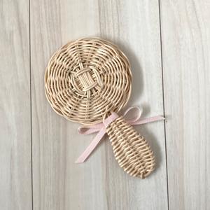 Luxury mini rattan hand held <b>mirrors</b> for small children lovely natural kids handheld <b>mirror</b> - Product Image 2