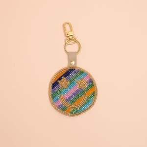 Handcrafted Colorful Beaded Keychain Stylish <b>Key</b> <b>Ring</b> Bag Charm for Women At Best Price - Product Image 1