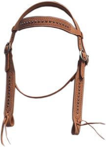 Têtière de cheval western en cuir véritable avec frontal réglable pour l'équitation - Product Image 4