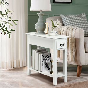 2-Tier Narrow Nightstand End Bedside Sofa <b>Side</b> Table - Product Image 3