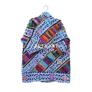 Kimono d'été pour femme en coton 100% fait main, design ajouré vintage, motif floral unique d'Inde, respirant, séchage rapide, confortable - Product Image 5