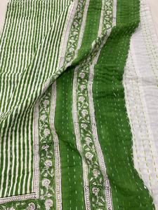 Wholesale Indian Handmade 100% Cotton Eco-Friendly Floral Embroidered Kantha Block Print Bedspread <b>Throw</b> <b>Quilt</b> Home Hotel - Product Image 5