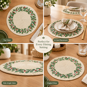 Set de table rond tissé botanique |   Set de Napperons à Motif Feuille Naturelle pour Table de Salle à Manger et Cuisine – Décoration Quotidienne Élégante pour la Maison - Product Image 2