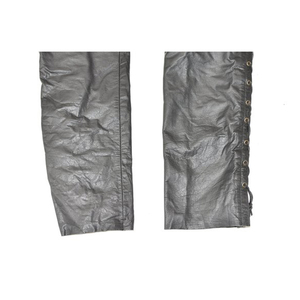 Pantalon de moto pour homme en PU noir, taille haute, coupe droite, fermeture à lacets, décoration à rivets, vêtements d'hiver - Product Image 2