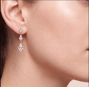 Impresionantes Pendientes de Oro Rosa de 9K con Tres Diamantes Cultivados en Laboratorio con Corte en Forma de Cometa, 7.19 CTW - Product Image 3