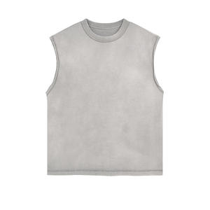 Hot Selling Men's Acid Wash Streetwear <b>Tank</b> <b>Top</b> 100% Cotton Custom Made Breathable Front Embroidery Best Supplier for Bulk - Product Image 2
