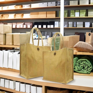 Bolso de compras de yute con logotipo personalizado ecológico de gran capacidad, Asa de cuerda de algodón con cierre de cremallera, lona a granel - Product Image 3