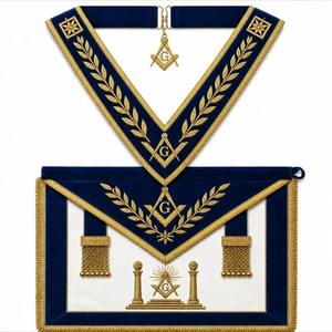 Chaîne de col maçonnique personnalisée en velours bleu, brodée, à coudre, avec épingle de sûreté, pour cérémonie de grande cérémonie, insigne de grade - Product Image 1