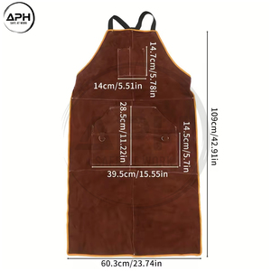 For Wholesale Rate Professional Long Workshop <b>Apron</b> Front Tool Pockets Adjustable <b>Waist</b> Straps Leather Anti Heat Welding <b>Apron</b> - Product Image 2