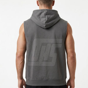 Stylish <b>Men</b> <b>Sleeveless</b> Hoodies Lightweight Custom Hooded <b>Pullover</b> For Fitness Gym Training Outdoor Casual Sportswear - Product Image 4