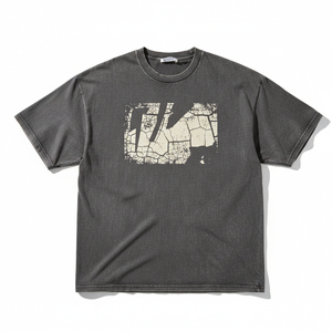 Camiseta Oversize de Lujo de Gran Gramaje con Logotipo de Marca Personalizado, Serigrafía, Cuello Grueso Acanalado, Lavado Vintage Desgastado, Ropa para Hombre - Product Image 1