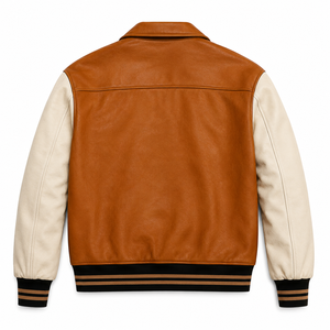 Custom for Brown Plaid Mountain Graphic Reversible Varsity Bomber Jacket Faux Leather Casual Streetwear Style <b>Covered</b> <b>Button</b> - Product Image 2