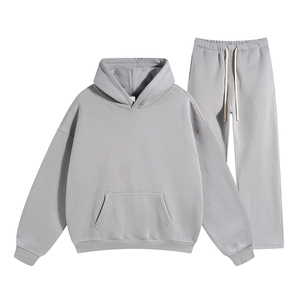 Ensemble de survêtement oversize pour homme, sweat à capuche uni et pantalon de survêtement large, 2 pièces, streetwear décontracté, vente en gros - Product Image 1