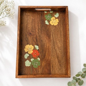 Bandeja Decorativa de Madera con Diseño Rústico y Asa Superior, Rectangular con Patrón Floral para Decoración del Hogar - Product Image 5