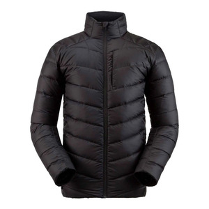 Men's Black <b>Down</b> Puffer Jacket Stand Collar Zipper Closure Windproof Casual Winter Wear Slim Fit - Product Image 1