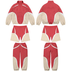 Ensemble coupe-vent Taslon 220 GSM, bleu et rouge, avec broderie personnalisée et logo imprimé, grandes tailles. - Product Image 6